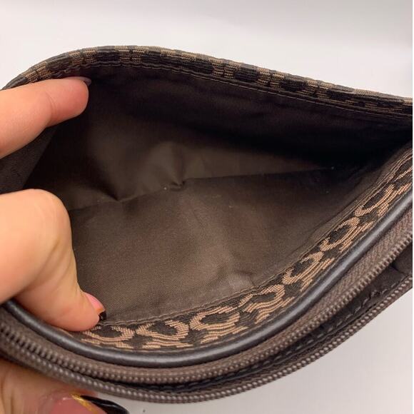 COACH Brown Double Canvas Wristlet - Picture 5 of 10